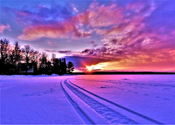 Snowmobiling near Burt Lake, Indian River, Michigan